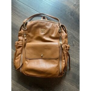 Miss Fong Diaper Bag Backpack Tan Faux Leather Brown Gold Hardware AW 2011